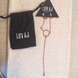 Luv AJ rose gold lariat necklace with crystals